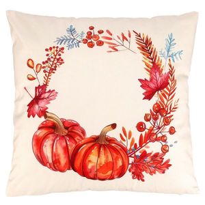 Vankúš s výplňou Tekvica a lístie zamatový, 45 x 45 cm vyobraziť