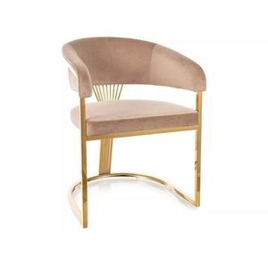 Jídelní křeslo Crown Velvet béžové/zlaté vyobraziť