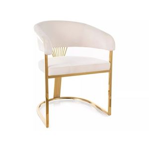 Jídelní křeslo Crown Velvet světle béžové/zlaté vyobraziť