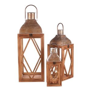 Súprava drevených lampášov Gineta 3 ks, hnedá vyobraziť