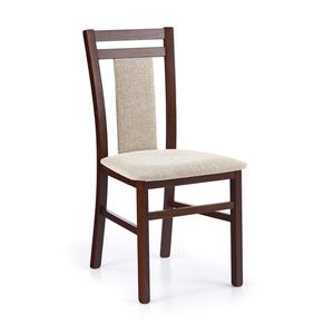 Jídelní židle Hubert z masivu tmavý ořech/béžová vyobraziť