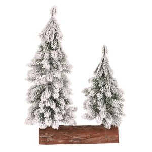 Vianočná dekorácia Stromčeky na kláte - duo, 26 cm, zasnežený vyobraziť