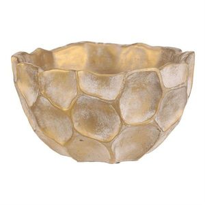 Betónový obal na kvety Plástev - okrúhla miska, veľ. M, béžovo-zlatá vyobraziť