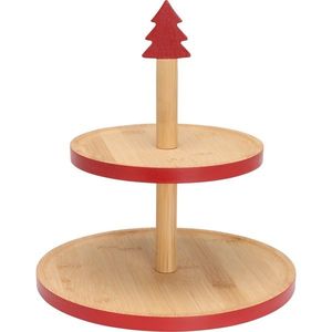 Bambusový etažér na cukroví 2 poschodia, červená vyobraziť
