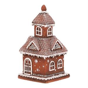 Vianočná dekorácia Domček perníkový, polyresin, LED, hnedá vyobraziť