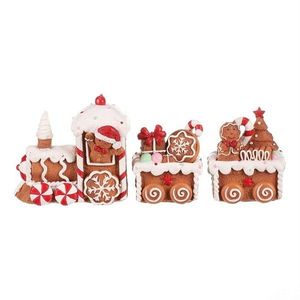 Vianočná dekorácia Perníkový vláčik s dvoma vagónikmi, polyresin vyobraziť