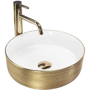 Keramické umývadlo na dosku REA Sami White Brush Gold vyobraziť