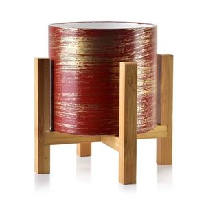 Keramický květináč na stojanu Ava červeno-zlatý vyobraziť