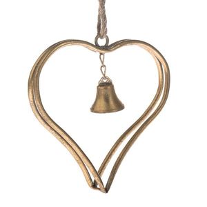 Kovové závesné srdce so zvončekom Christmas Gold, 16, 5 cm vyobraziť