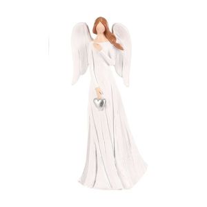 Polyresinový Anjel srdce v dlaniach, 20 cm, biela vyobraziť