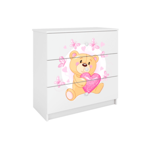 Komoda Babydreams 80 cm medvedík s motýlikmi biela vyobraziť