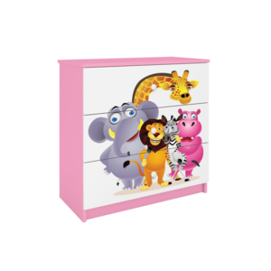 Komoda Babydreams 80 cm ZOO ružová vyobraziť