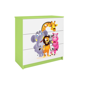 Komoda Babydreams 80 cm ZOO zelená vyobraziť