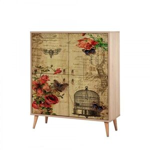 Komoda Kikos 95 cm hnedá/červená vyobraziť