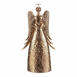 Vianočná kovová dekorácia Anjel 42 cm so srdcom, zlatá, 42 cm vyobraziť