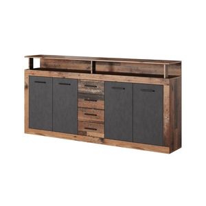 Komoda Luna 190 cm dub Matera tmavý/šedá vyobraziť