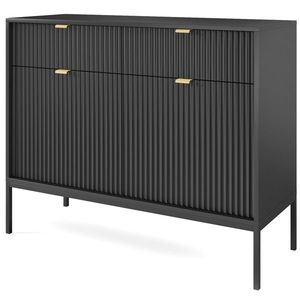 Komoda Nova 104 cm se zásuvkami černá/černý rám vyobraziť