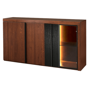 Komoda Paris II 45 182 cm z masivu s LED osvětlením dub antický/černá vyobraziť