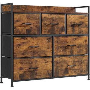 Komoda s textilnými zásuvkami Vasagle Busman hnedá/čierna vyobraziť