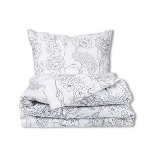 Matex Saténové povlečení Šedé květy , 140 x 200cm, 70 x 90 cm vyobraziť