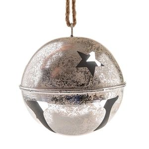 Kovová závesná rolnička pr. 15, 5 cm, farba strieborná, rustik vyobraziť