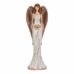 Polyresinový anjel s kvetinovými šatami Srdce, béžovo-medená vyobraziť