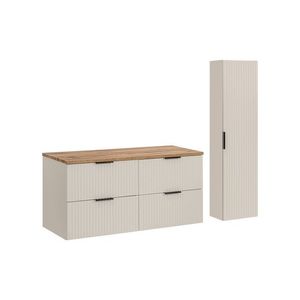 Koupelnová sestava Adele Cashmere s deskou a skříňkami 120 cm kašmírová/dub wotan vyobraziť