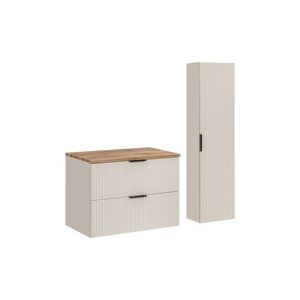 Koupelnová sestava Adele Cashmere s deskou a skříňkami 80 cm kašmírová/dub wotan vyobraziť