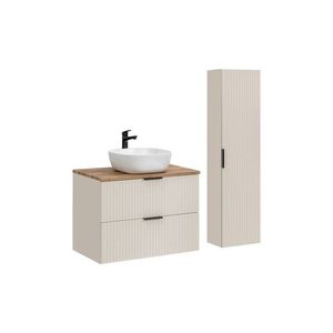 Koupelnová sestava Adele Cashmere s deskou, umyvadlem a skříňkami 80 cm kašmírová/dub wotan vyobraziť