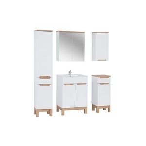 Koupelnová sestava Bali 60 cm se zápustným umyvadlem, skříňkami a zrcadlem bílá/dub wotan vyobraziť