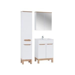 Koupelnová sestava Bali 80 cm se skříňkami, zápustným umyvadlem a zrcadlem II dub wotan/bílá vyobraziť