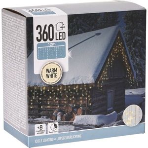 Vonkajšia reťaz Cencúle 12 m, 360 LED, teplá biela, časovač, IP44 vyobraziť