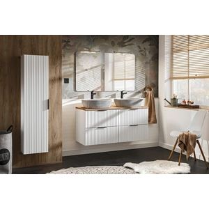 Koupelnová sestava Casad s deskou, umyvadly, zrcadly a skříňkami 120 cm bílá/dub wotan vyobraziť