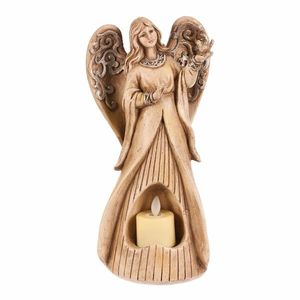 Pietna dekorácia Anjel 25 cm, LED sviečka, polyresin vyobraziť