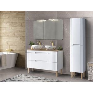 Koupelnová sestava Fiji Pati se zápustnými umyvadly, skříňkami a zrcadly 120 cm bílá/dub coast evoke vyobraziť