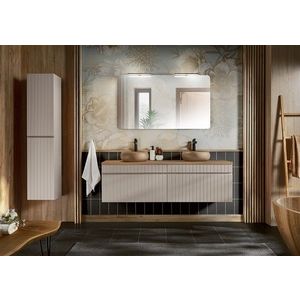 Koupelnová sestava Iconic s deskou, umyvadly, zrcadlem a skříňkami 160 cm kašmírová/dub coast evoke vyobraziť
