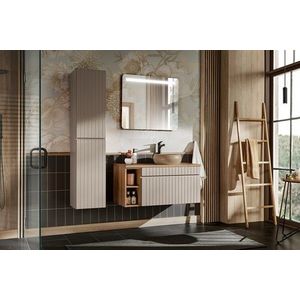 Koupelnová sestava Iconic s umyvadly, skříňkami a zrcadlem 100 cm kašmírová/dub coast evoke vyobraziť