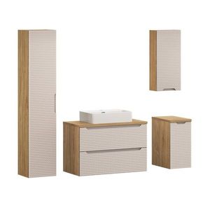 Koupelnová sestava Luxor Beige Trust s deskou, skříňkami a umyvadlem 90 cm béžová/dub olejovaný vyobraziť