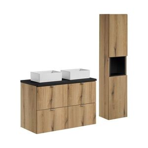 Koupelnová sestava Nova Oak Gaja se skříňkami a umyvadlem 100 cm dub evoke/černá vyobraziť