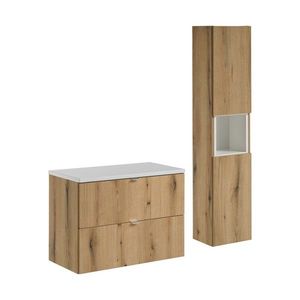 Koupelnová sestava Nova Oak I s deskou a skříňkami 80 cm dub evoke/bílá vyobraziť