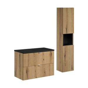 Koupelnová sestava Nova Oak I s deskou a skříňkami 80 cm dub evoke/černá vyobraziť