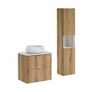 Koupelnová sestava Nova Oak I s deskou, umyvadlem a skříňkami 60 cm dub evoke/bílá vyobraziť