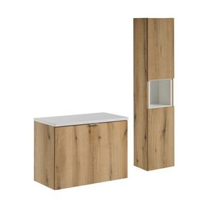 Koupelnová sestava Nova Oak II s deskou a skříňkami 80 cm dub evoke/bílá vyobraziť