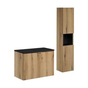 Koupelnová sestava Nova Oak II s deskou a skříňkami 80 cm dub evoke/černá vyobraziť