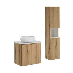 Koupelnová sestava Nova Oak II s deskou, umyvadlem a skříňkami 60 cm dub evoke/bílá vyobraziť