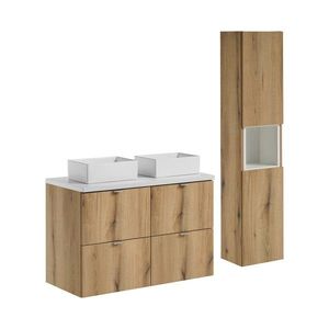 Koupelnová sestava Nova Oak s deskou a skříňkami 100 cm dub evoke/bílá vyobraziť