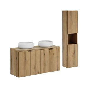 Koupelnová sestava Nova Oak s deskou, umyvadly a skříňkami 120 cm dub evoke vyobraziť