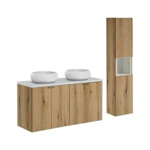 Koupelnová sestava Nova Oak s deskou, umyvadly a skříňkami 120 cm dub evoke/bílá vyobraziť