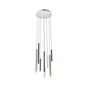 Redo 01-2053 - LED Luster na lanku MADISON 8xLED/4W/230V lesklý chróm/čierna/meď 01-2053 vyobraziť