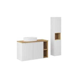 Koupelnová sestava Nova White 100 cm se skříňkami a umyvadlem bílá/dub evoke vyobraziť